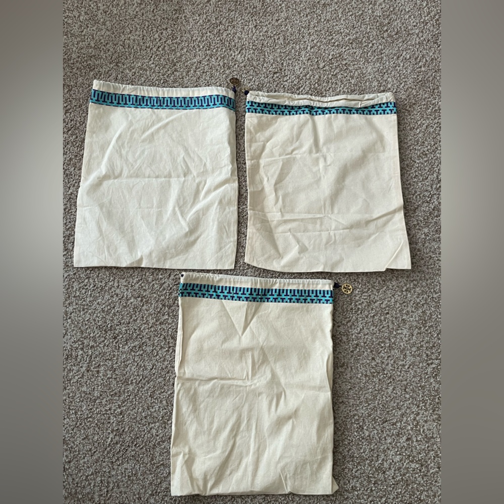 Tory Burch Canvas Drawstring Dust Bags – Set of 3 – Authentic